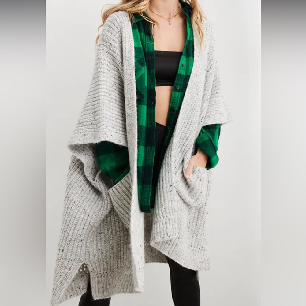 Aerie Ribbed Sweater Cape Cardigan